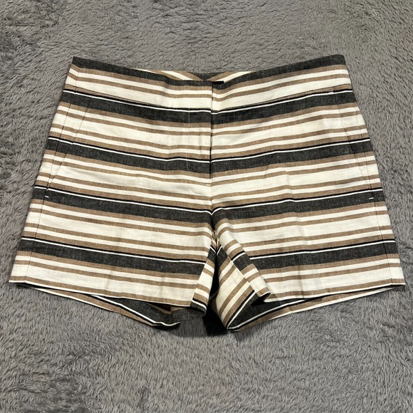 Ann Taylor Devin City Chino Short Women's 0 Linen Blend Striped Casual - Picture 1 of 10